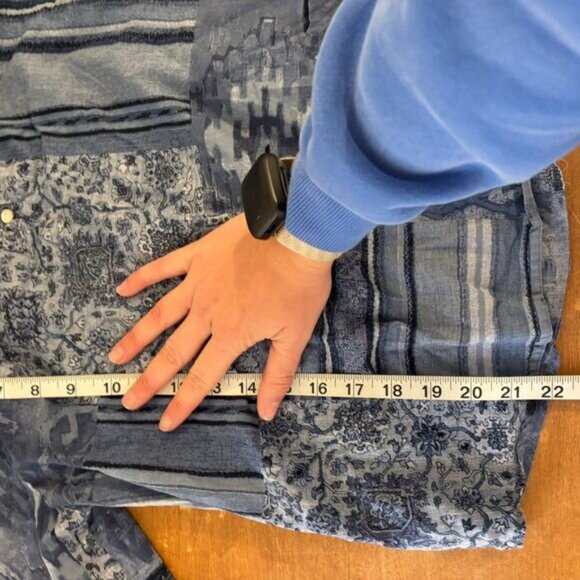 Lauren Ralph Lauren size Medium Blue Boho Patterned Preppy Cotton Peasant Blouse - Picture 6 of 7